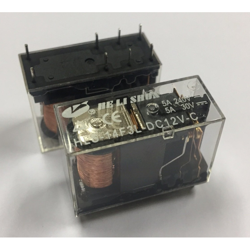 12V 5A ŞEFFAF RÖLE 8 PİN ÇİFT KONTAK ( HLS-14F3L-DC12V-C )